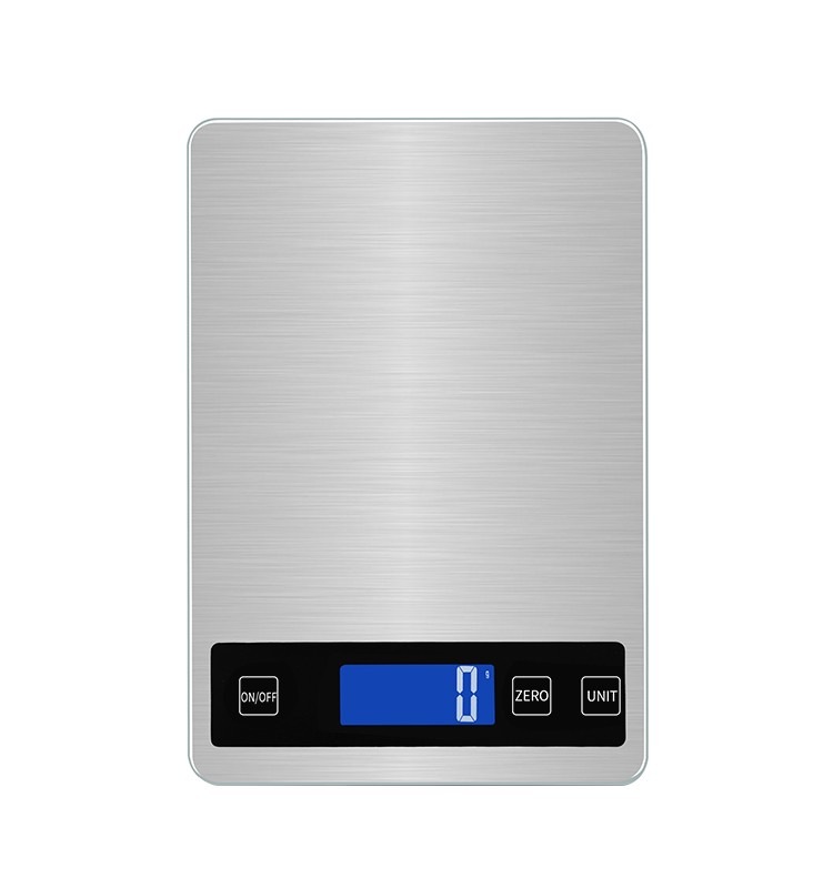 Brushed stainless steel kitchen food weighing scale