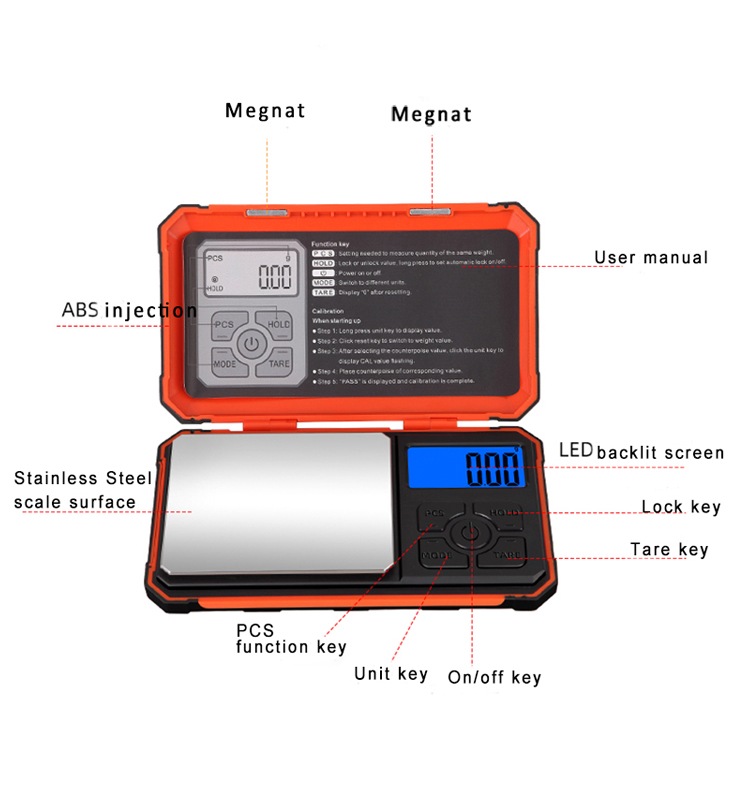 portable pocket jewelry scale precision 0.1g, 0.01g, 0.001g(图1)