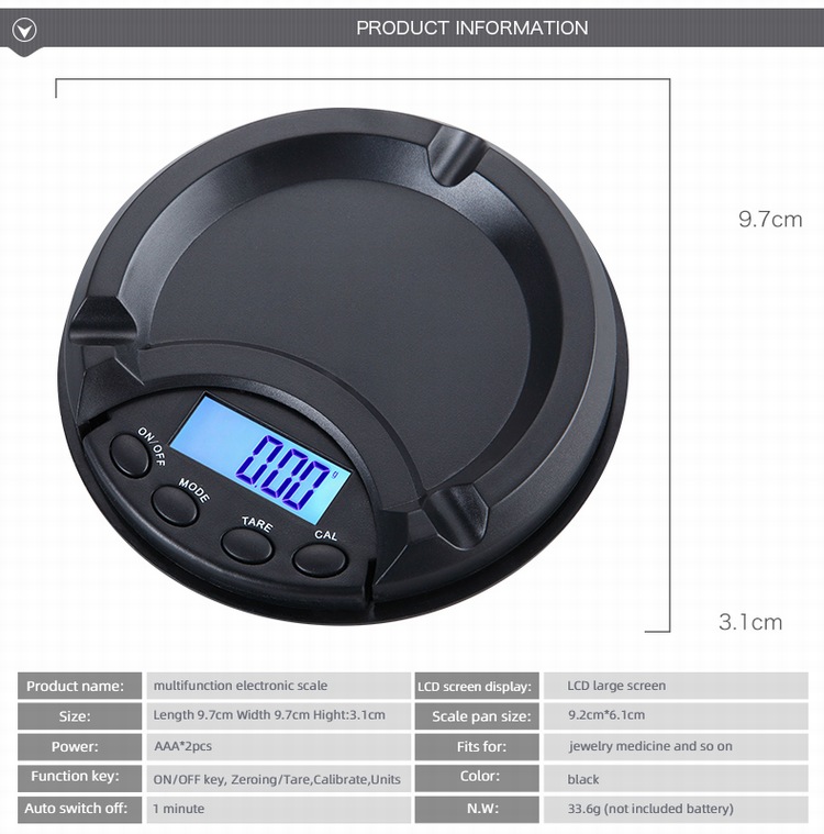 Ashtray Mini Portable Weighing Scale Electronics Digital Pocket Scale(图2)