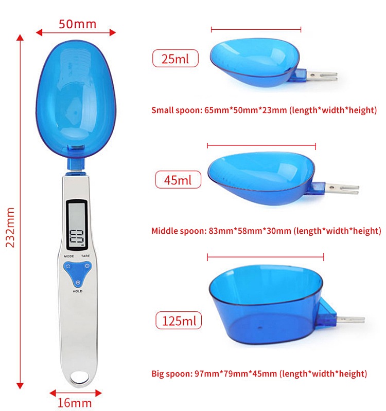 Stainless steel spoon scale 3 spoons changeable 500g*0.1g(图1)