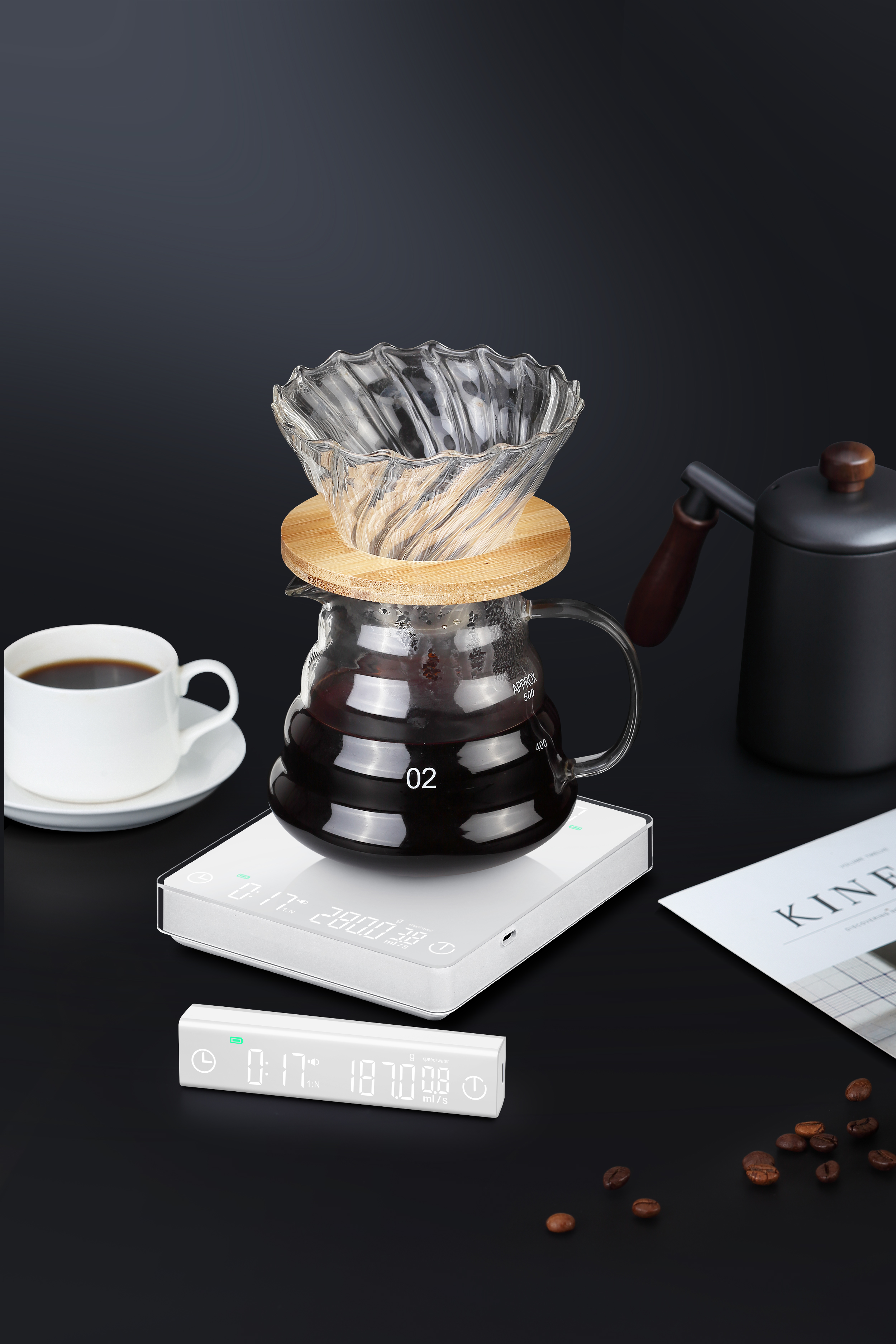 Dual Display Espresso Coffee Scale 1kg/0.1g 2kg/0.01g 3kg/0.1g 5kg/0.1g(图1)