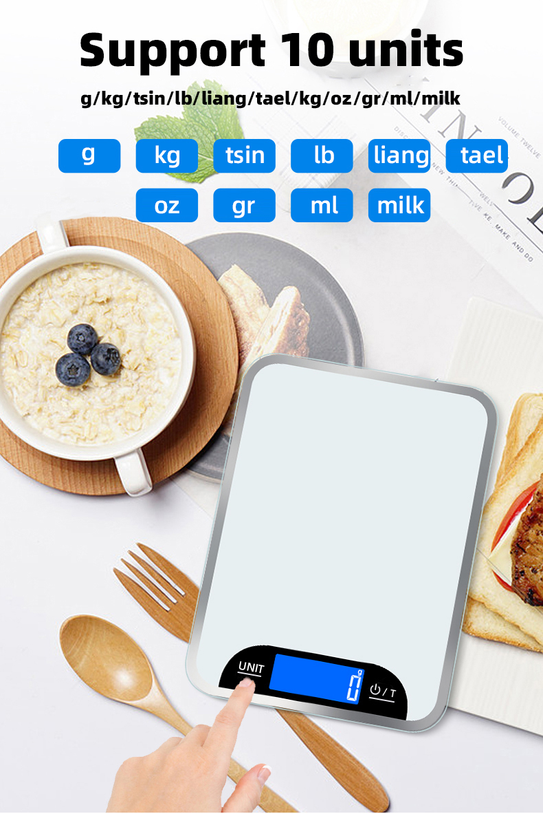 Tempered Glass Platform Large Capacity Kitchen Scale 5kg,10kg,15kg/1g(图1)