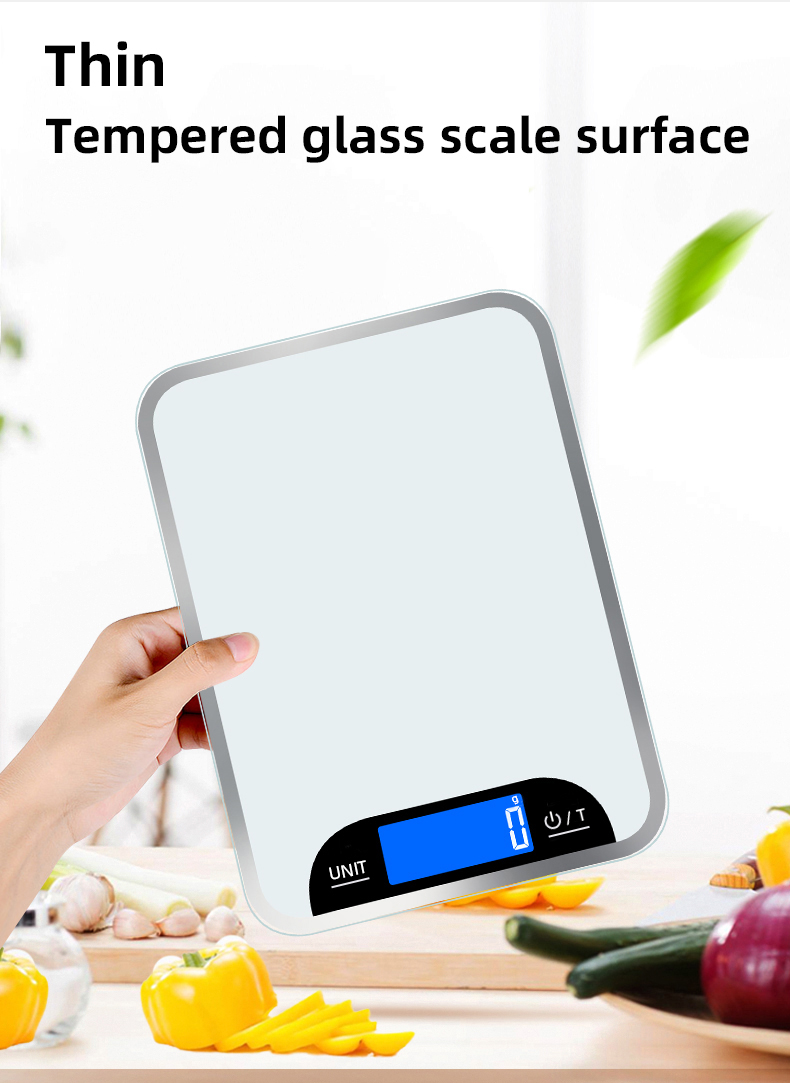 Tempered Glass Platform Large Capacity Kitchen Scale 5kg,10kg,15kg/1g(图3)