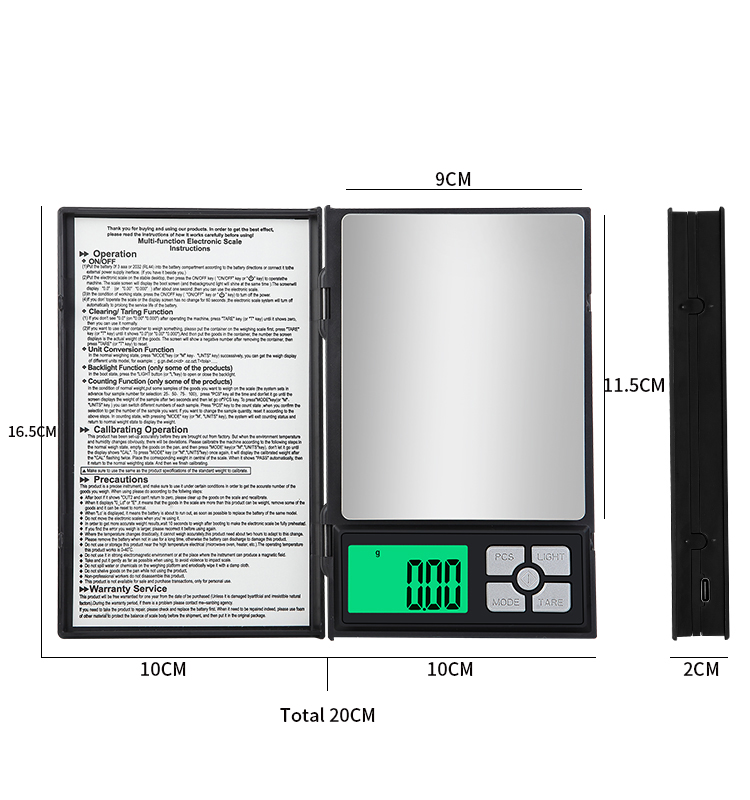 Digital Notebook Disguise Jewelry Scale 500g/0.01g, 600g/0.01g, 1000g/0.1g, 2000g/0.1g, 3000g/0.1g(图7)